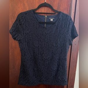 Tommy Hilfiger Blue Floral Lace Top - Medium